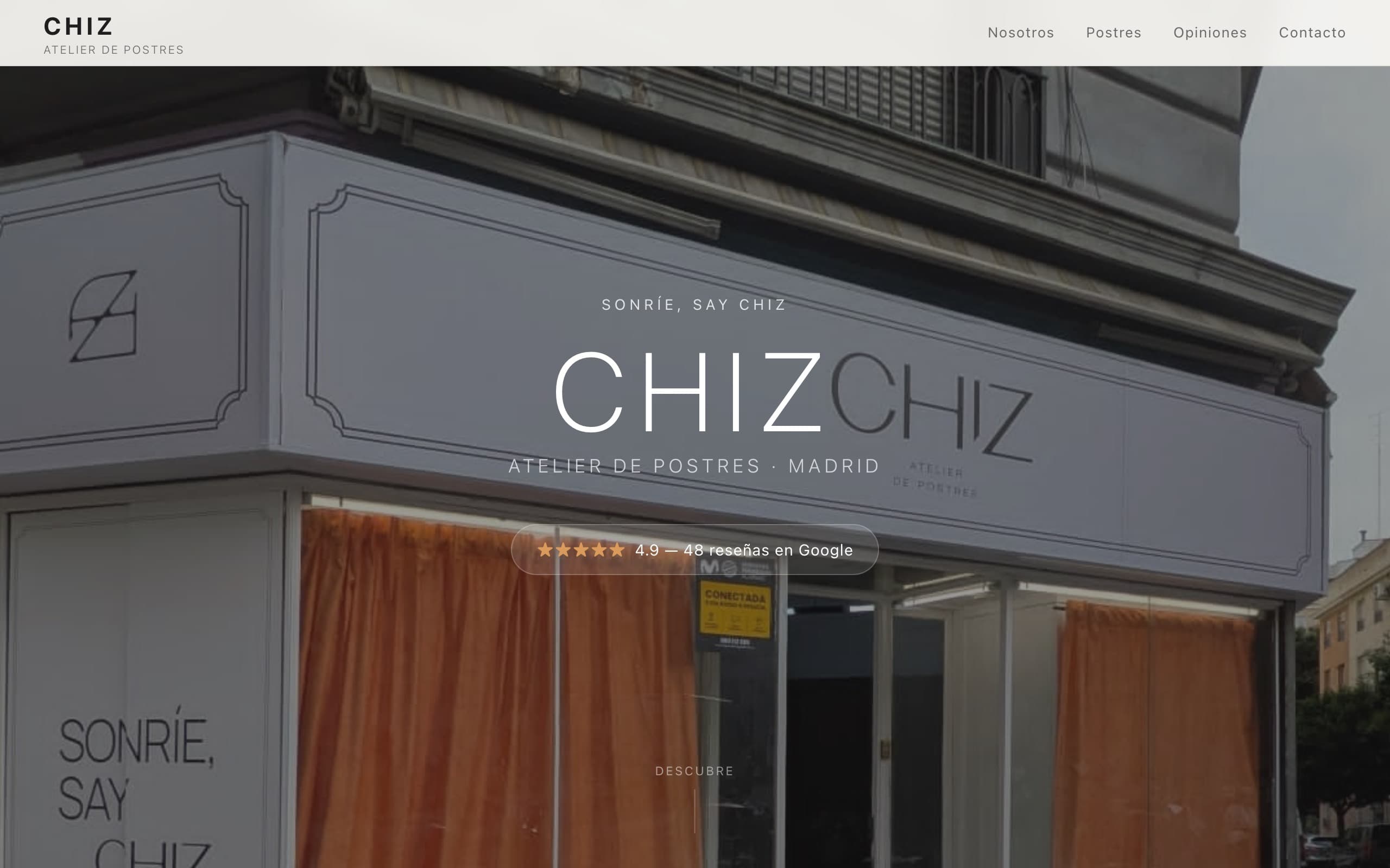 Captura de la web de Chiz Atelier de Postres