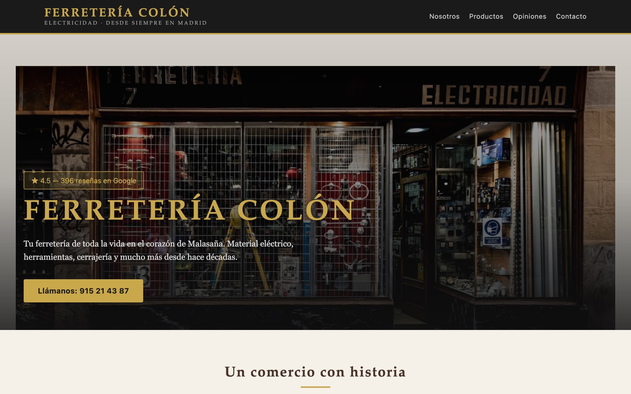 Captura de la web de Ferretería Colón
