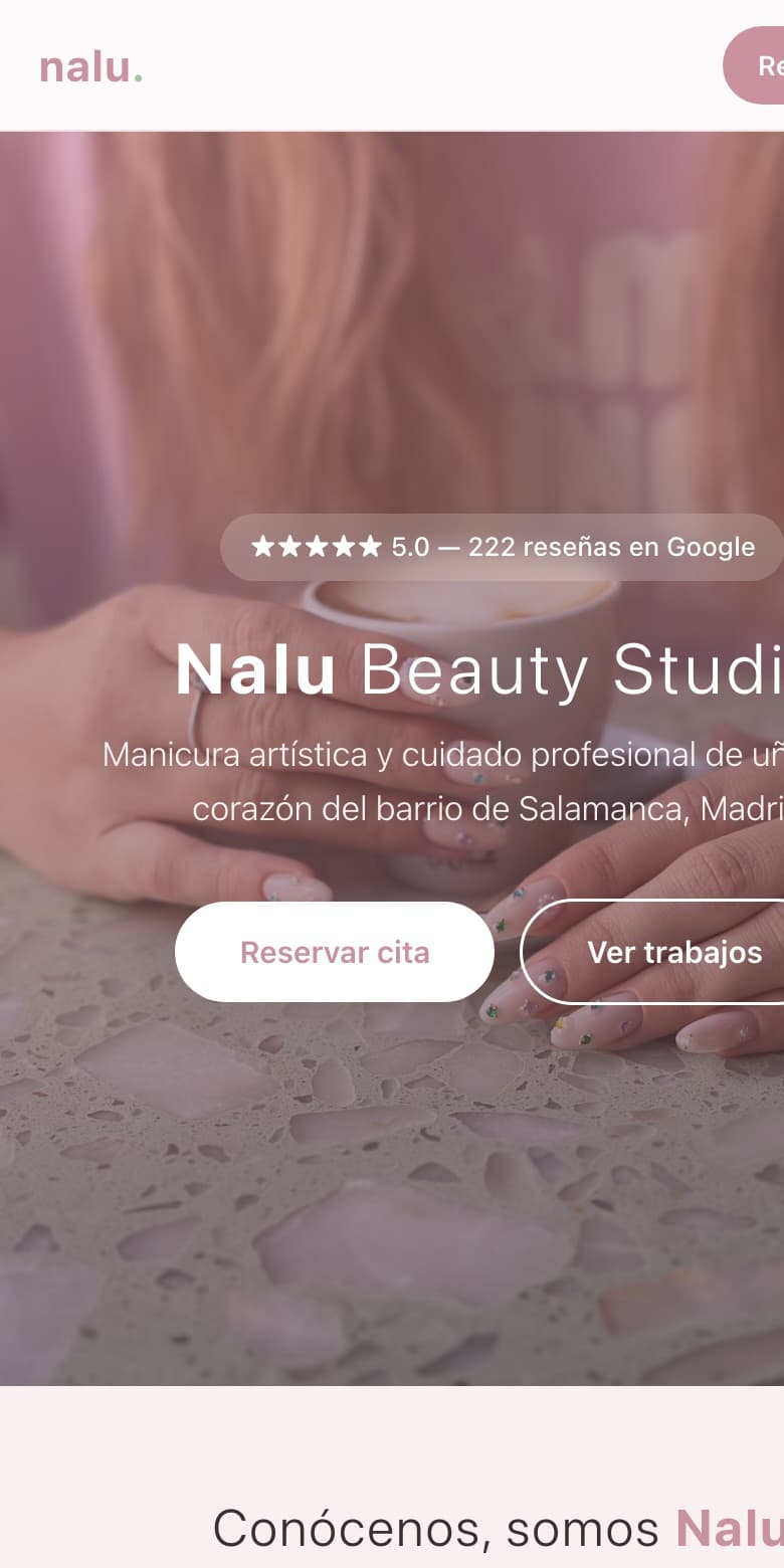 La misma web vista en un móvil